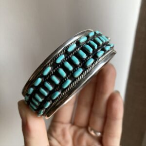 Vintage Mexican sterling silver turquoise bangle