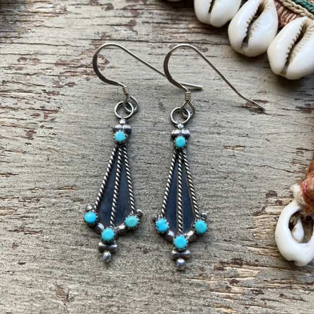 Vintage sterling silver and turquoise Zuni earrings