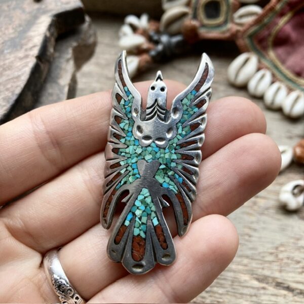 Vintage Native American sterling silver eagle pendant