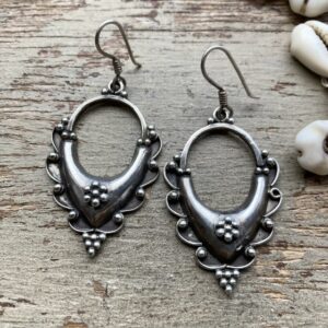 Vintage Indian ornate sterling silver earrings