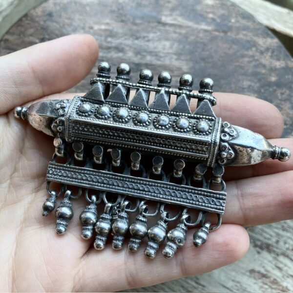 Vintage Indian ornate sterling silver pendant
