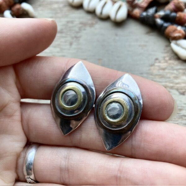 Vintage sterling silver eye earrings
