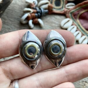 Vintage sterling silver eye earrings