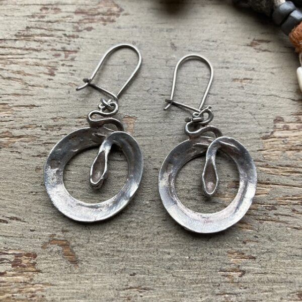 Vintage solid silver snake earrings