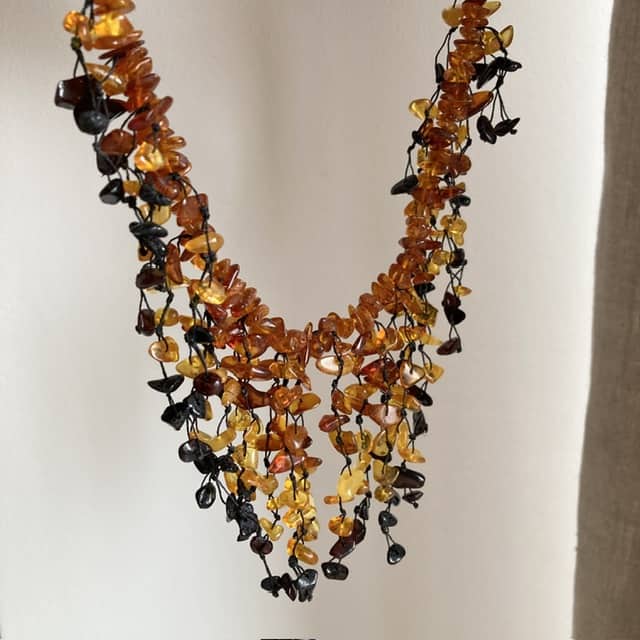 Vintage natural amber waterfall necklace
