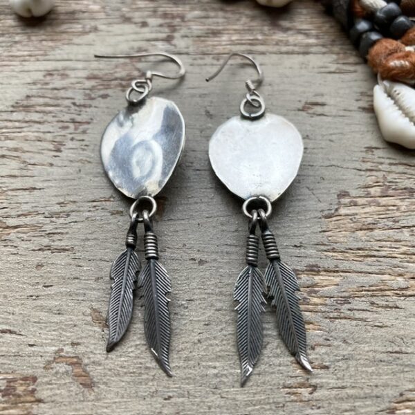 Vintage sterling silver Navajo bear paw earrings