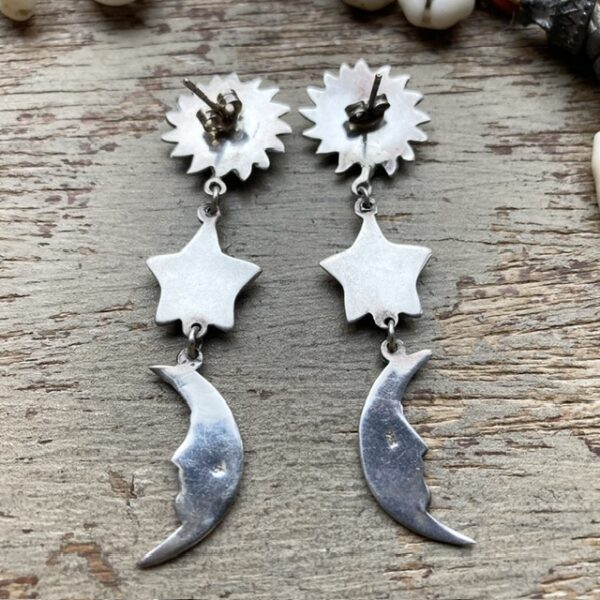 Vintage sterling silver celestial earrings