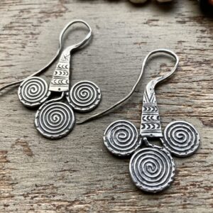 Vintage solid silver Hill Tribe spiral earrings