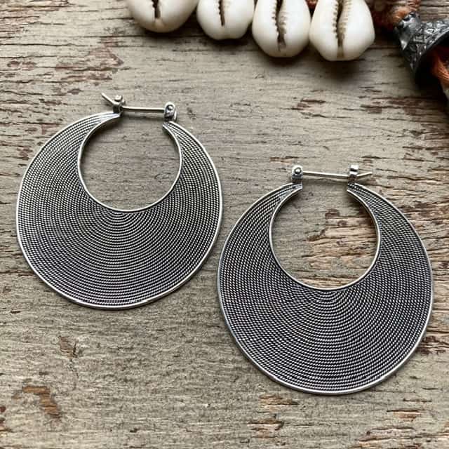 Vintage sterling silver large disc earrings