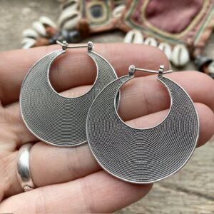 Vintage sterling silver large disc earrings