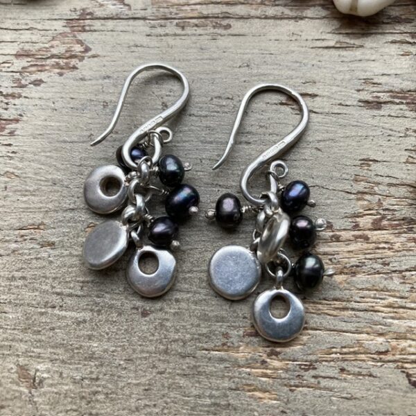 Vintage sterling silver and pearl dangly earrings