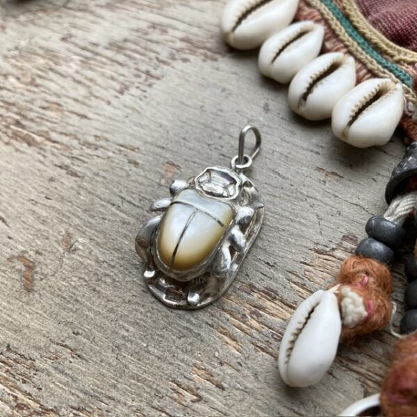 Vintage sterling silver scarab beetle pendant