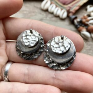 Vintage hammered sterling silver earrings