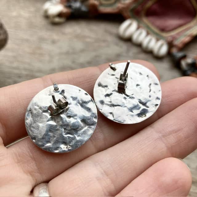 Vintage hammered sterling silver earrings