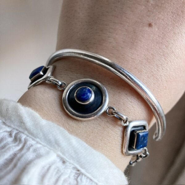 Vintage sterling silver lapis lazuli bracelet