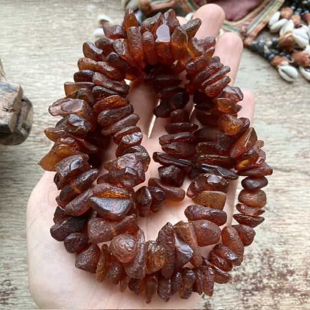 Vintage natural raw amber necklace