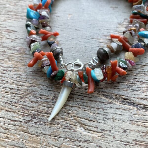 Handmade crystal beaded tusk necklace