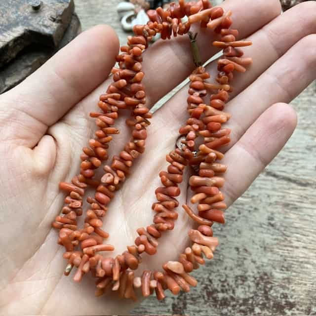 Vintage natural red coral necklace
