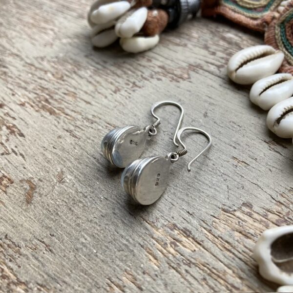 Vintage sterling silver and rainbow moonstone earrings