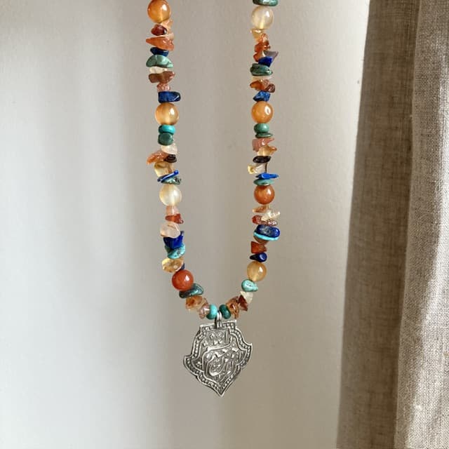 Handmade sterling silver and crystal beaded necklace