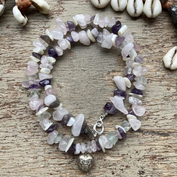 Handmade crystal beaded love heart necklace