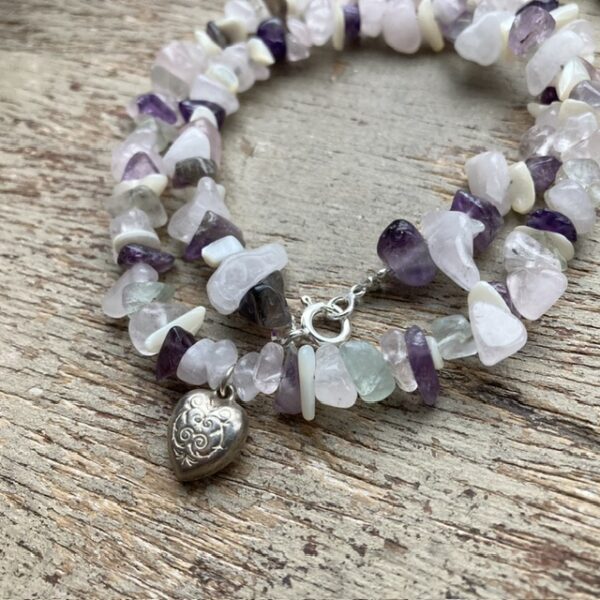 Handmade crystal beaded love heart necklace
