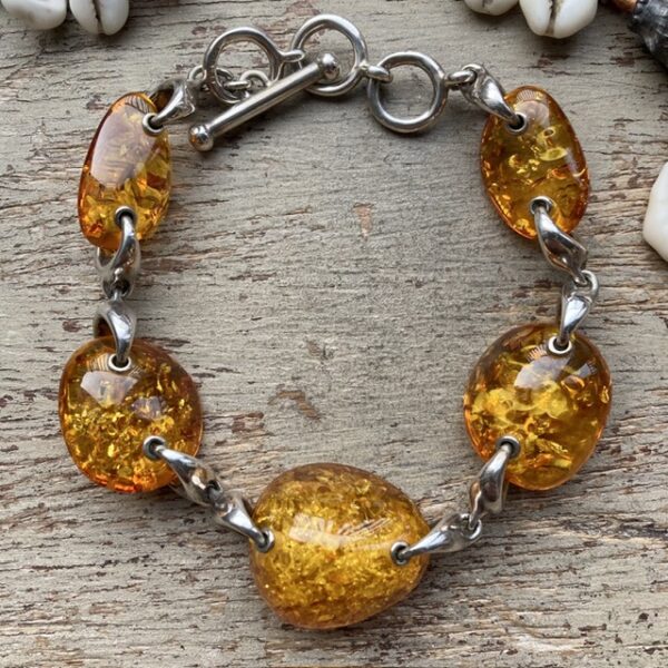 Vintage sterling silver and chunky amber bracelet