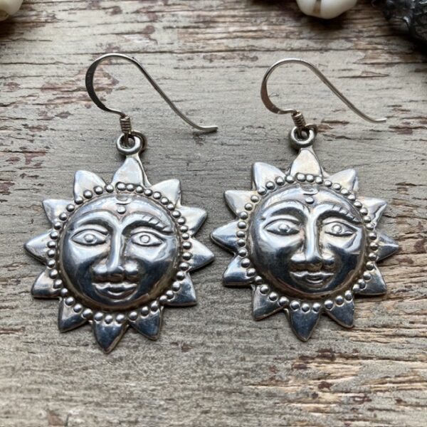 Vintage Indian sterling silver sun earrings