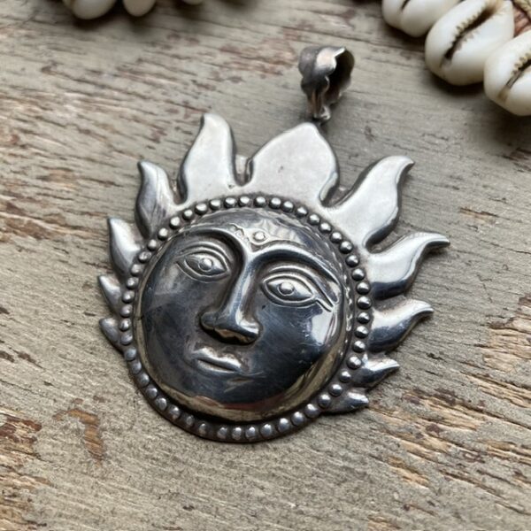 Vintage Indian sterling silver sun pendant