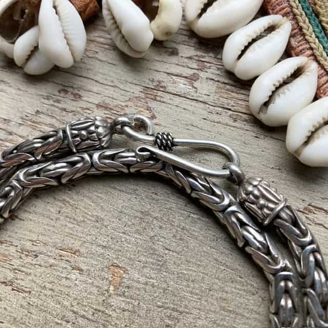 Vintage heavy sterling silver Byzantine link chain