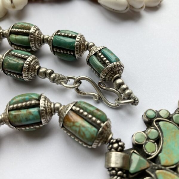 Vintage Afghan silver and turquoise necklace