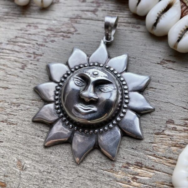 Vintage Indian sterling silver sun pendant