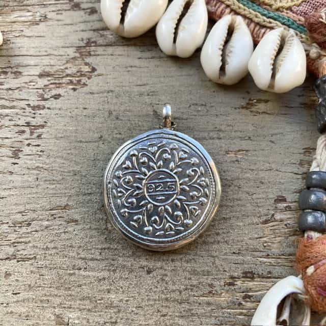Indian sterling silver handpainted snake pendant
