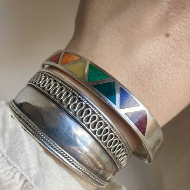 Vintage Mexican sterling silver rainbow bangle