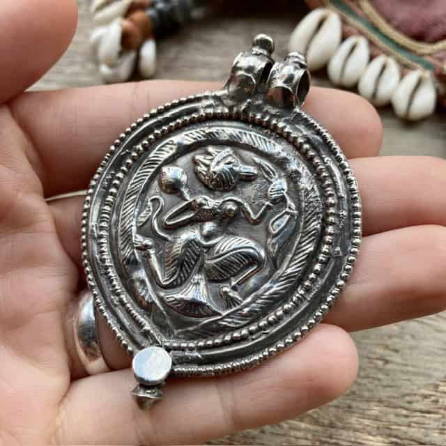 Vintage Indian sterling silver Hanuman pendant