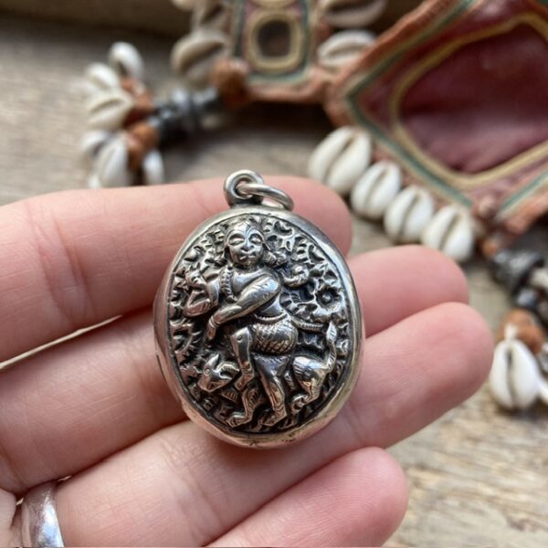 Vintage Indian sterling silver deity locket