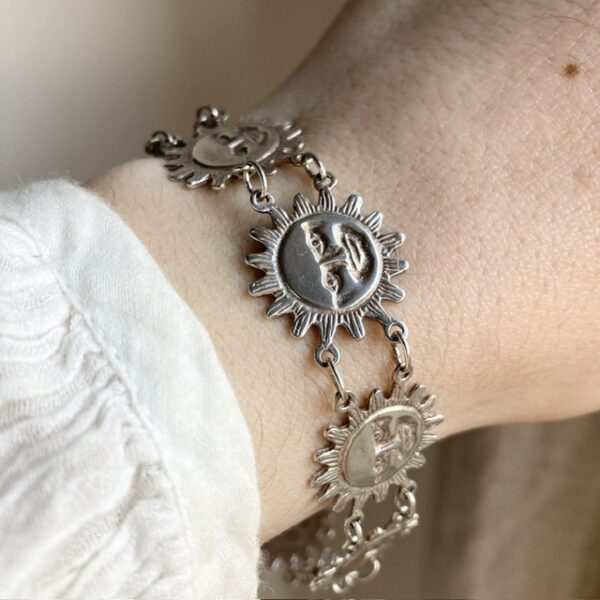 Vintage sterling silver celestial sun bracelet