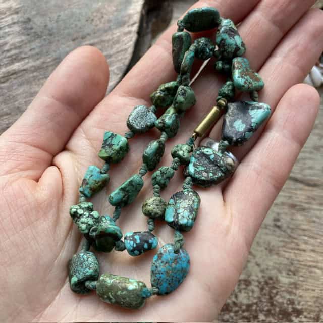 Old natural turquoise necklace