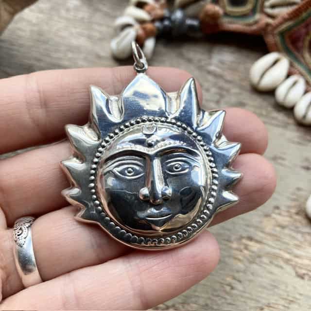 Vintage sterling silver sun pendant