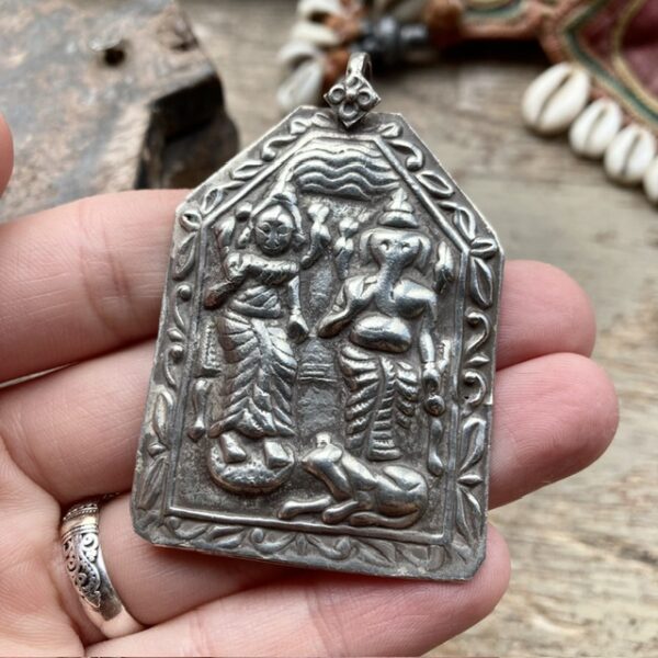 Vintage Indian solid silver deity pendant