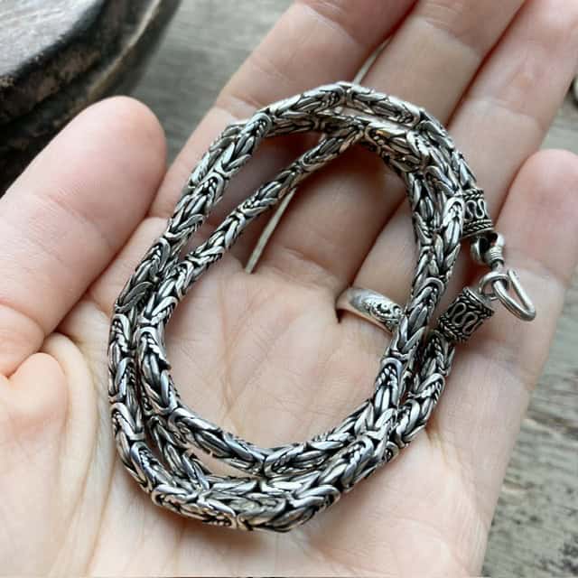 Vintage sterling silver Byzantine link chain