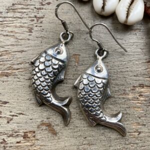 Vintage sterling silver fish earrings