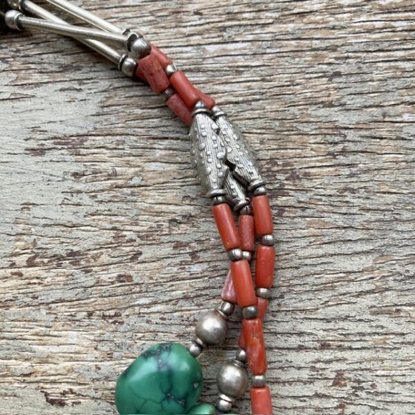 Vintage sterling silver, turquoise and coral necklace