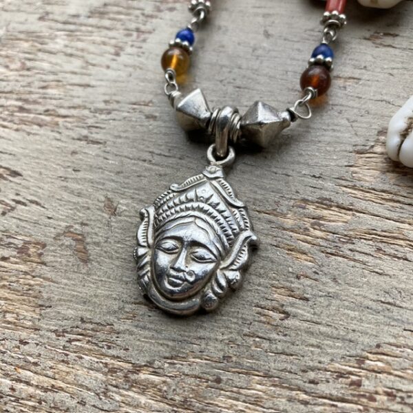 Vintage Indian sterling silver goddess necklace