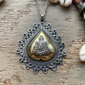 Vintage Indian ornate sterling silver necklace