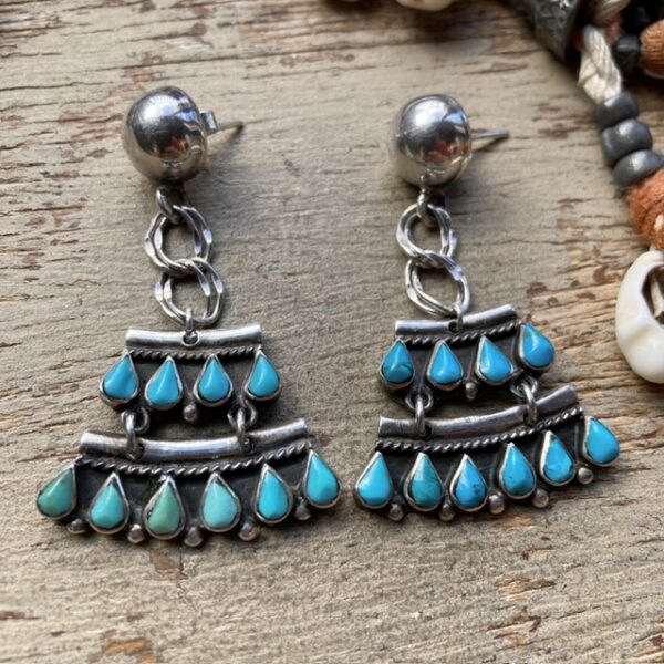 Vintage Mexican sterling silver turquoise earrings