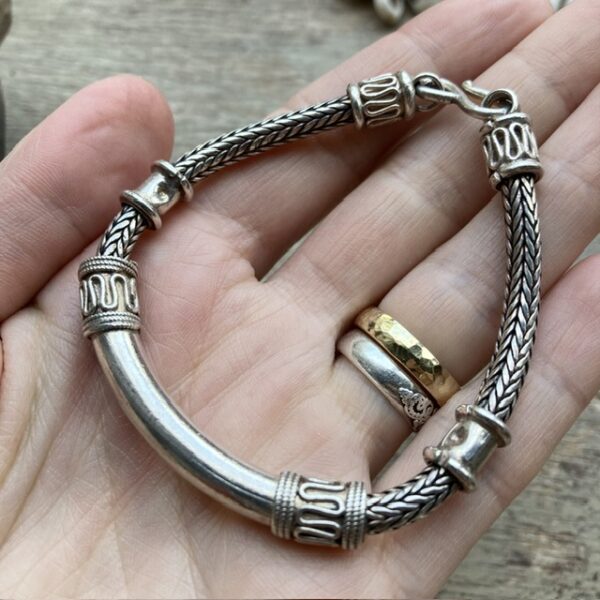 Vintage heavy sterling silver snake bracelet