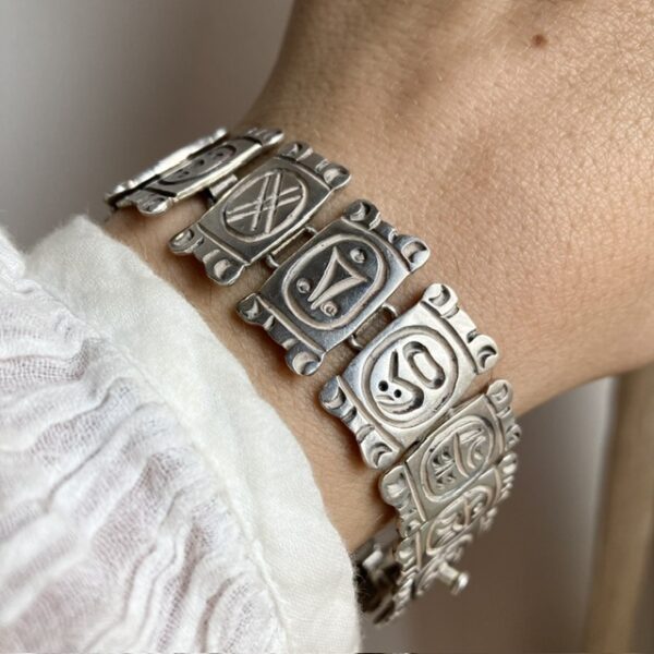 Vintage heavy solid silver Mexican bracelet