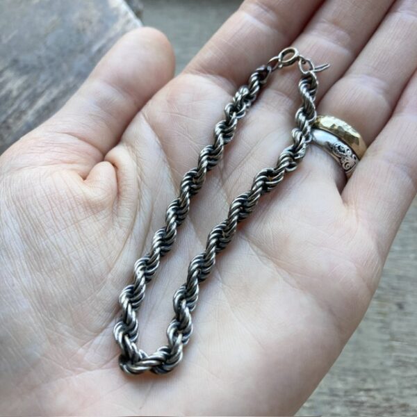 Vintage sterling silver rope chain bracelet
