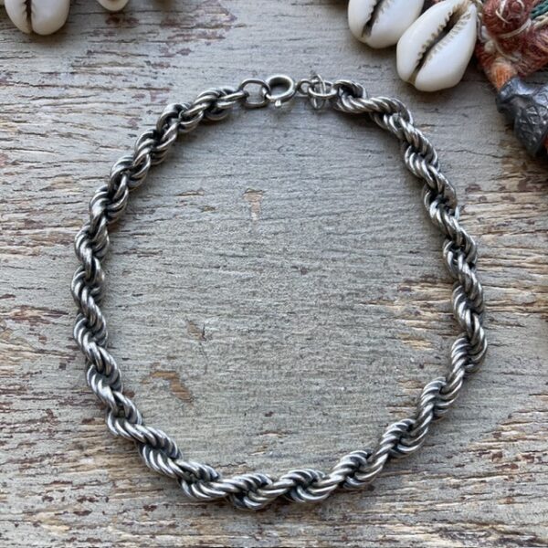 Vintage sterling silver rope chain bracelet